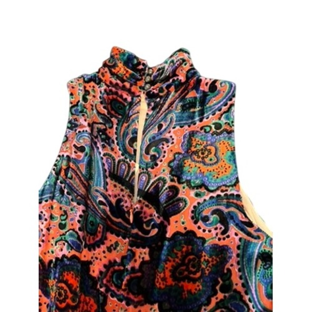 Moulinette Soeurs Anthropologie Velvet Paisley Halter Midi Dress Blue Orange 2 - Picture 12 of 15
